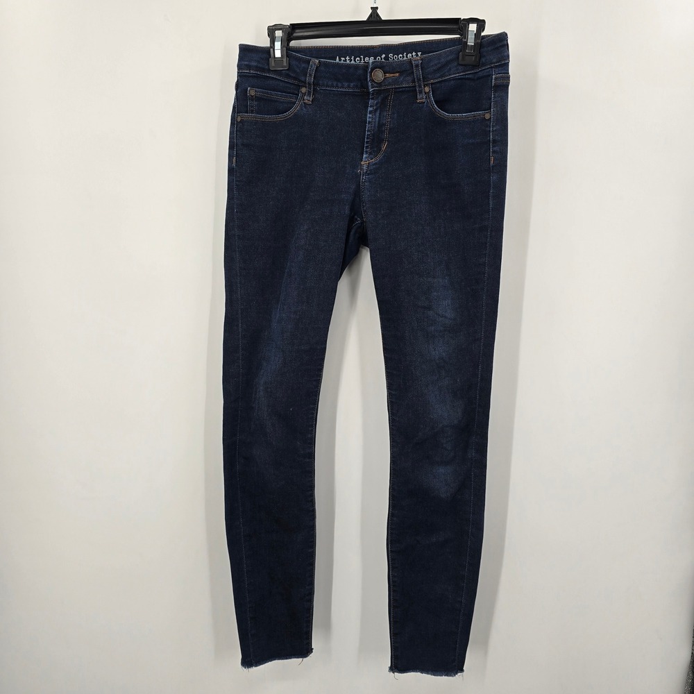 Articles of Society Womens‎ Skinny Jeans Dark Wash Raw Hem Blue Denim Size 29